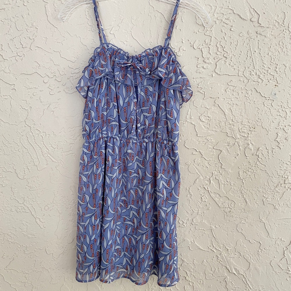 Mossimo Supply Co Y2K Cottage Dress Women M Blue Floral Ruffle‎ Mini Sundress